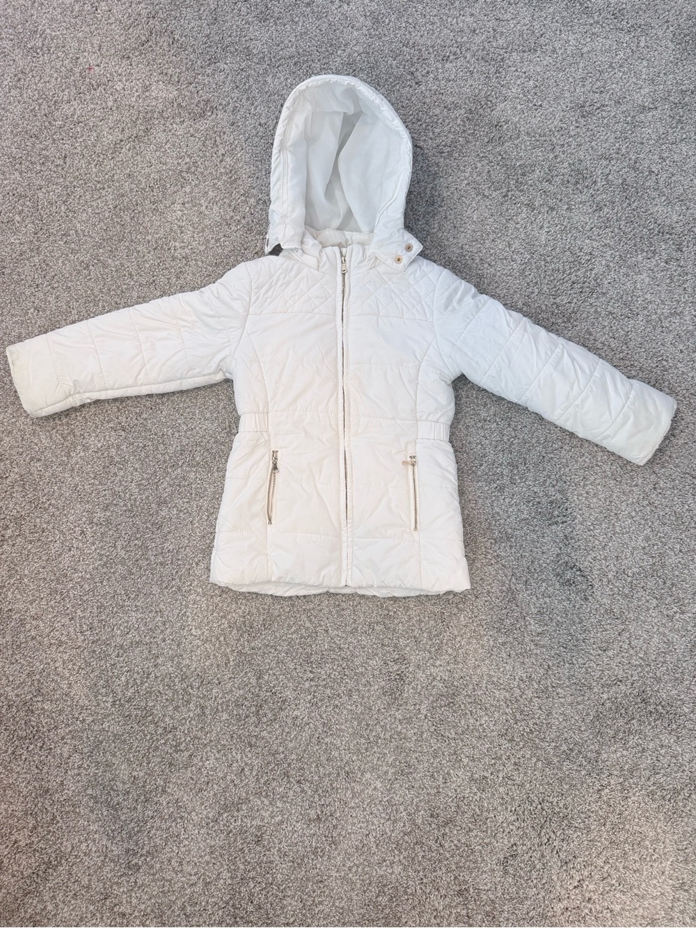 Copper Key White Hooded Puffer Coat for Kids